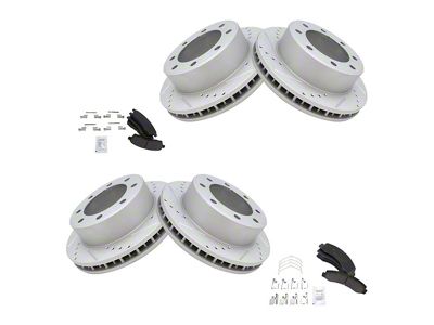 Ceramic Performance 8-Lug Brake Rotor and Pad Kit; Front and Rear (00-04 4WD F-350 Super Duty SRW)