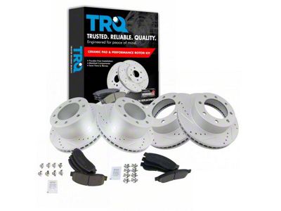 Ceramic Performance 8-Lug Brake Rotor and Pad Kit; Front and Rear (11-12 4WD F-350 Super Duty SRW)