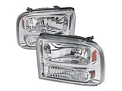 Crystal Headlights; Chrome Housing; Clear Lens (05-07 F-350 Super Duty w/o Factory Sealed Beam Headlights)