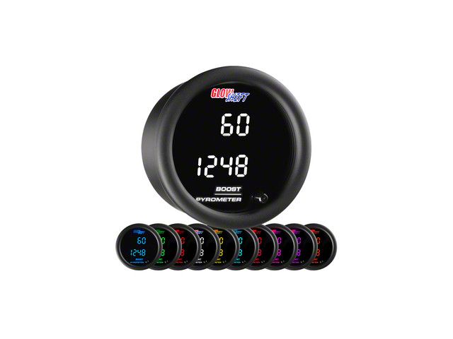 Digital Dual 60 PSI Boost and Pyrometer EGT Gauge; Black 10 Color (Universal; Some Adaptation May Be Required)