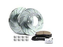 Drilled and Slotted 8-Lug Brake Rotor and Pad Kit; Front (13-22 4WD F-350 Super Duty SRW)