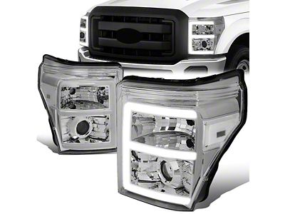 E-Bar LED DRL Projector Headlights; Chrome Housing; Clear Lens (11-16 F-350 Super Duty)