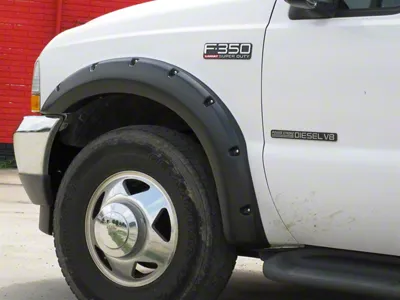 Elite Series Rivet Style Fender Flares; Front; Smooth Black (99-07 F-350 Super Duty SRW)