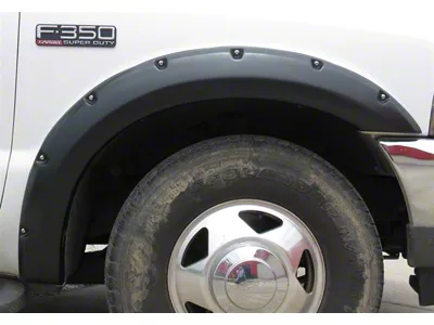 Elite Series Rivet Style Fender Flares; Rear; Smooth Black (99-07 F-350 Super Duty SRW)