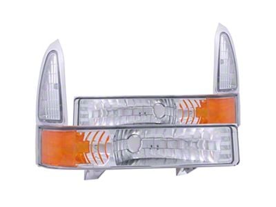 Euro Parking/Turn Signal Lights; Chrome (99-04 F-350 Super Duty)