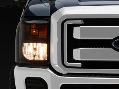 Factory Style Headlights with Clear Corners; Black Housing; Clear Lens (11-16 F-350 Super Duty)