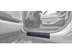 Front Door Sill Protection with Super Duty Logo; TUF-LINER Black; Blue (17-24 F-350 Super Duty)