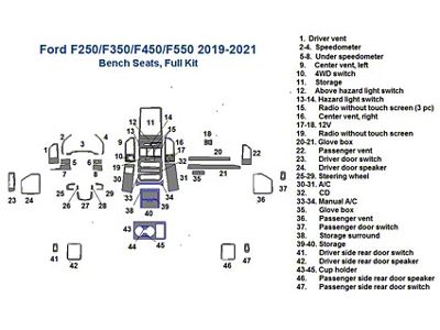 Full Dash Trim Kit; Light Burlwood Finish (19-21 F-350 Super Duty w/ Bench Seat)