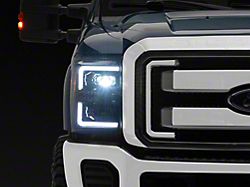 Full LED Projector Headlights with Sequential Turn Signals; Black Housing; Clear Lens (11-16 F-350 Super Duty)