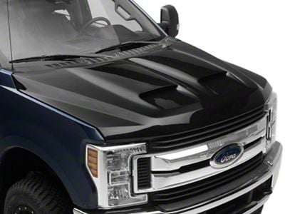 Functional Ram Air Hood; Agate Black (17-22 F-350 Super Duty)