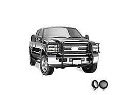 Grille Guard with 5.30-Inch Black Round LED Lights; Black (99-04 F-350 Super Duty)