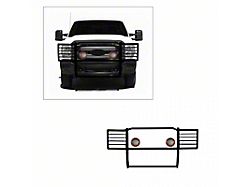 Grille Guard with 5.30-Inch Red Round Flood LED Lights; Black (11-16 F-350 Super Duty)