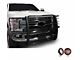 Grille Guard with 5.30-Inch Red Round Flood LED Lights; Black (17-22 F-350 Super Duty)