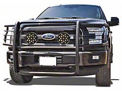 Grille Guard with 7-Inch Round LED Lights; Black (17-22 F-350 Super Duty)