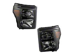 Halogen Headlights; Black Housing; Clear Lens (11-16 F-350 Super Duty)