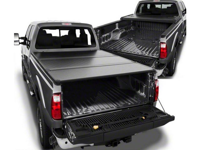 Hard Tri-Fold Style Tonneau Cover; Black (11-16 F-350 Super Duty w/ 6-3/4-Foot Bed)