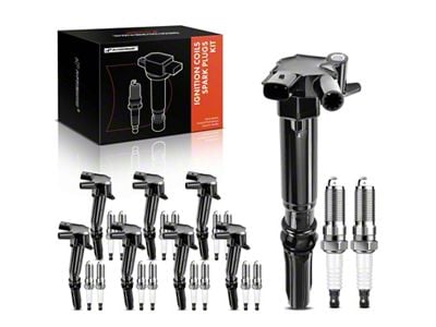 Ignition Coil Set with Iridium Spark Plugs; Black (11-17 6.2L F-350 Super Duty)