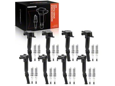 Ignition Coil Set with Iridium Spark Plugs; Black (18-20 6.2L F-350 Super Duty)