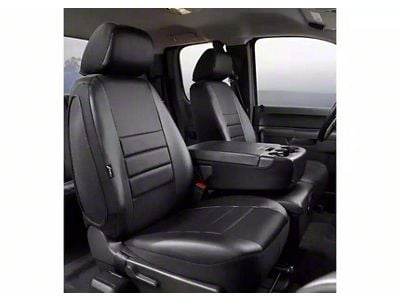 LeatherLite Series Front Seat Covers; Black (17-24 F-350 Super Duty w/ Bench Seat)