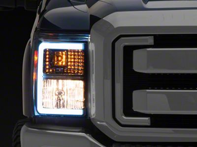 LED C-Bar Factory Style Headlights; Chrome Housing; Clear Lens (11-16 F-350 Super Duty)