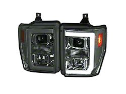 LED C-Bar Projector Headlights; Chrome Housing; Smoked Lens (08-10 F-350 Super Duty w/o Factory Sealed Beam Headlights)