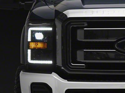 AlphaRex LUXX-Series LED Projector Headlights; Alpha Black Housing; Clear Lens (11-16 F-350 Super Duty)