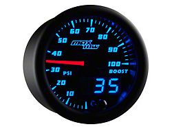 MaxTow 100 PSI Boost Gauge; Black and Blue (Universal; Some Adaptation May Be Required)