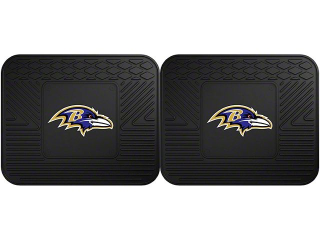 Molded Rear Floor Mats with Baltimore Ravens Logo (Universal; Some Adaptation May Be Required)