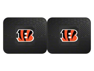 Molded Rear Floor Mats with Cincinnati Bengals Logo (Universal; Some Adaptation May Be Required)