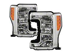 OEM Style Headlight; Chrome Housing; Clear Lens; Passenger Side (17-19 F-350 Super Duty w/ Factory Halogen Headlights)