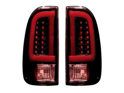 OLED Tail Lights; Black Housing; Dark Red Smoked Lens (11-16 F-350 Super Duty)