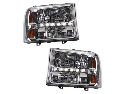 Performance Headlights; Chrome Housing; Clear Lens (99-04 F-350 Super Duty)