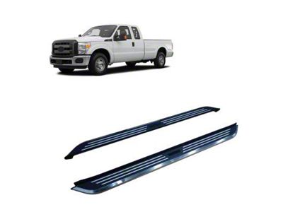 Pinnacle Running Boards; Black and Silver (11-16 F-350 Super Duty Super Cab)