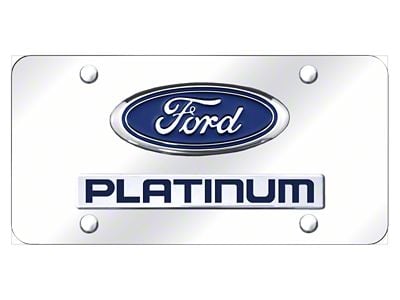 Platinum Logo License Plate; Chrome on Chrome (Universal; Some Adaptation May Be Required)