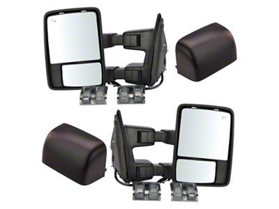 Powered Heated Memory Power Folding Towing Mirrors with Turn Signals and Black Caps (08-10 F-350 Super Duty)