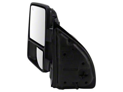 Powered Heated Towing Mirror with Turn Signal; Black and Chrome; Driver Side (11-12 F-350 Super Duty w/o Memory Mirrors)