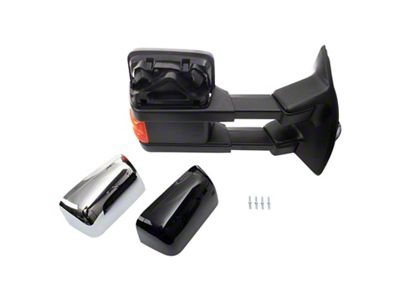 Powered Heated Towing Mirrors with Turn Signal; Chrome and Black (11-12 F-350 Super Duty)