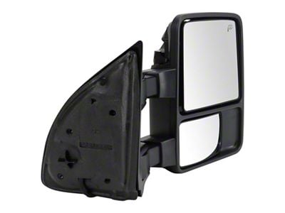 Powered Heated Towing Mirrors with Turn Signal, Temperature Sensor and Black and Chrome Caps; Passenger Side (11-12 F-350 Super Duty)