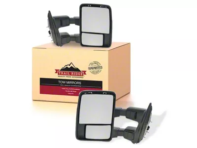 Powered Non-Heated Towing Mirrors; Chrome and Black (99-07 F-350 Super Duty)
