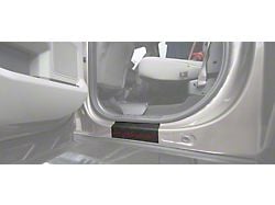 Rear Door Sill Protection with Super Duty Logo; TUF-LINER Black; Red (17-24 F-350 Super Duty SuperCrew)