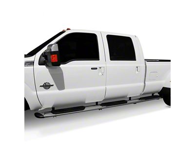 Regal 7-Inch Wheel-to-Wheel Oval Side Step Bars; Rocker Mount; Polished Stainless (17-24 F-350 Super Duty Regular Cab w/ 8-Foot Bed)