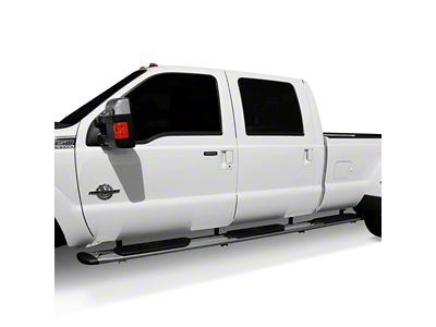 Regal 7-Inch Wheel-to-Wheel Oval Side Step Bars; Rocker Mount; Polished Stainless (17-24 F-350 Super Duty SuperCab w/ 8-Foot Bed)