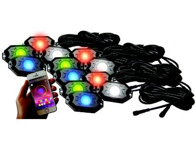 RGBW Hi-Power Rock Lights with Bluetooth APP; 12-Pod (Universal; Some Adaptation May Be Required)