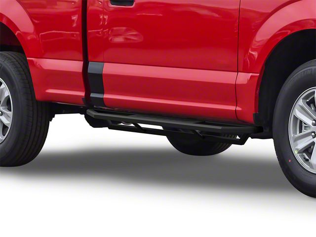 Rocker Armor Side Step Bars; Matte Black (17-24 F-350 Super Duty Regular Cab)