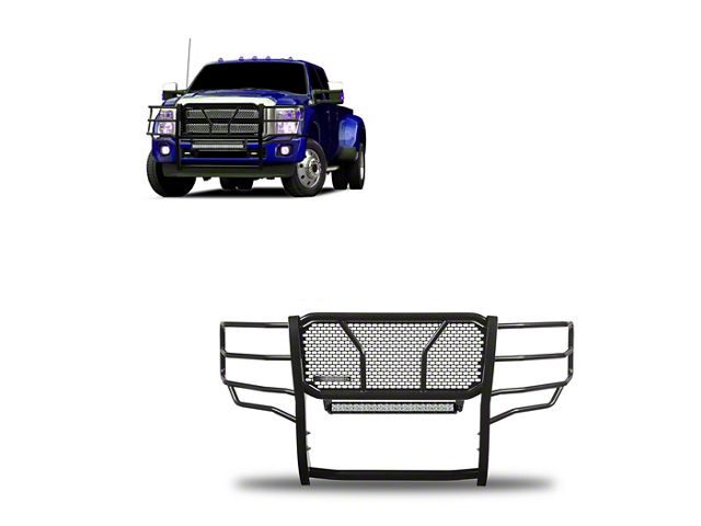 Rugged Heavy Duty Grille Guard with 20-Inch LED Light Bar; Black (11-16 F-350 Super Duty)