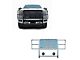 Rugged Heavy Duty Grille Guard with 5.30-Inch Black Round Flood LED Lights; Black (17-22 F-350 Super Duty)
