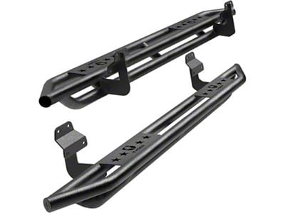 Star Armor Side Step Bars; Textured Black (17-24 F-350 Super Duty SuperCab)