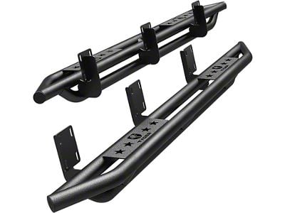 Star Armor Side Step Bars; Textured Black (11-16 F-350 Super Duty SuperCab)