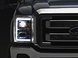 Switchback Sequential LED C-Bar Projector Headlights; Chrome Housing; Clear Lens (11-16 F-350 Super Duty)