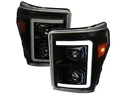 Switchback Sequential LED C-Bar Projector Headlights; Black Housing; Smoked Lens (11-16 F-350 Super Duty)